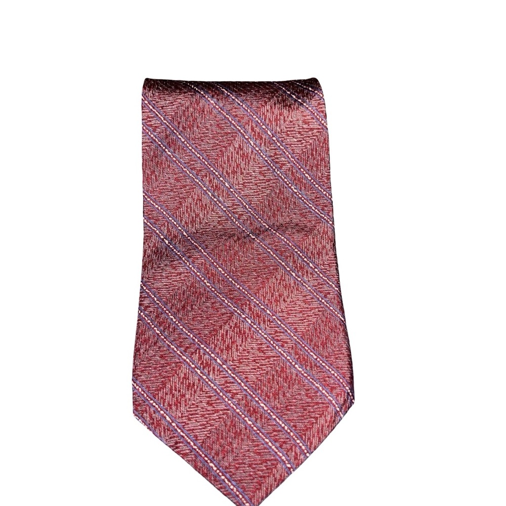 Calvin Klein Collection Red and Purple Plaid Tie